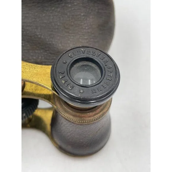 Antique Chevalier Opticien Paris Opera Glasses Case & Red Satin Interior - Picture 7 of 14